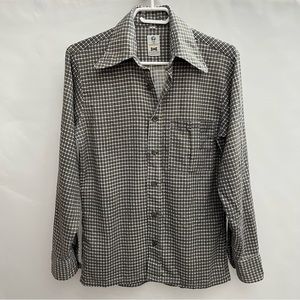 VTG 1970s Barrymore collar - BVD shirt - plaid checks tapered - Size XS